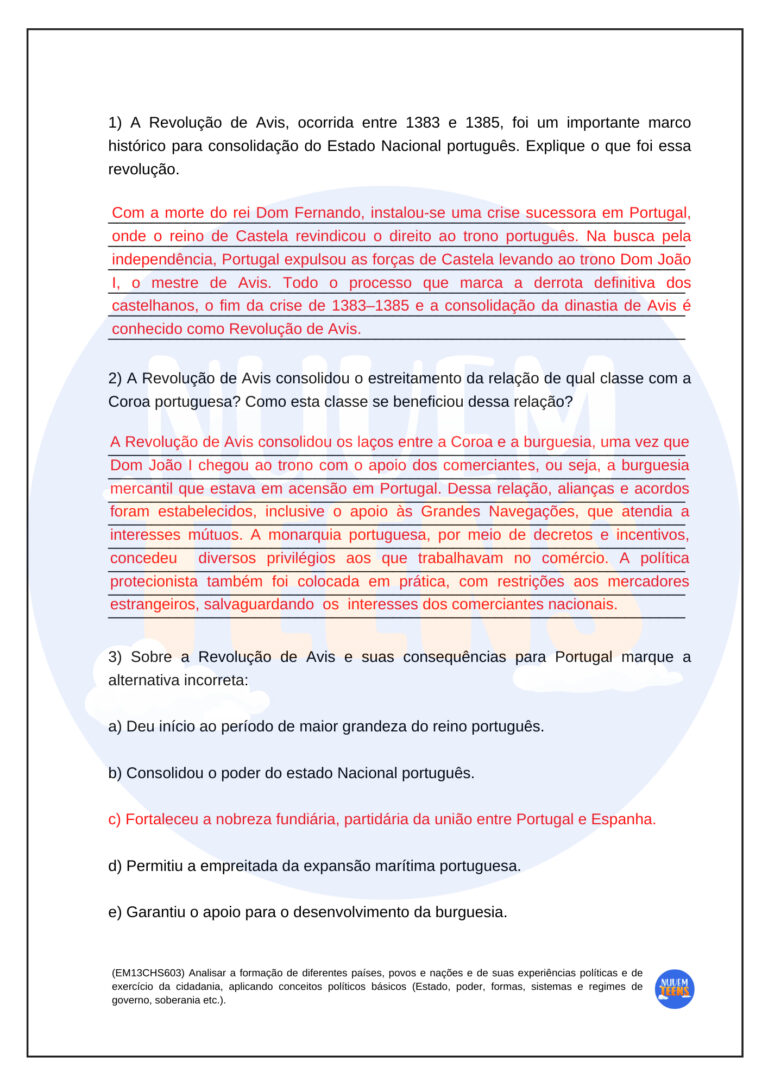 HIST GABARITO ATV 4 - 2º ANO - O PIONEIRISMO DE PORTUGAL NA EXPANSÃO MARÍTIMA - p.18