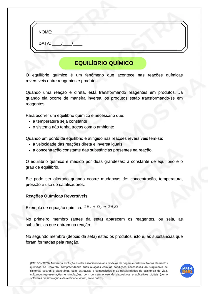 Equilíbrio químico amostra 3